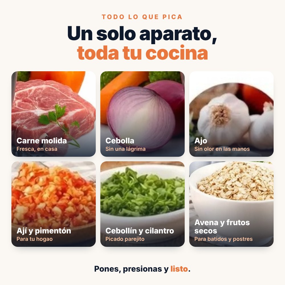 Pica carne, cebolla, ajo, ají y verduras